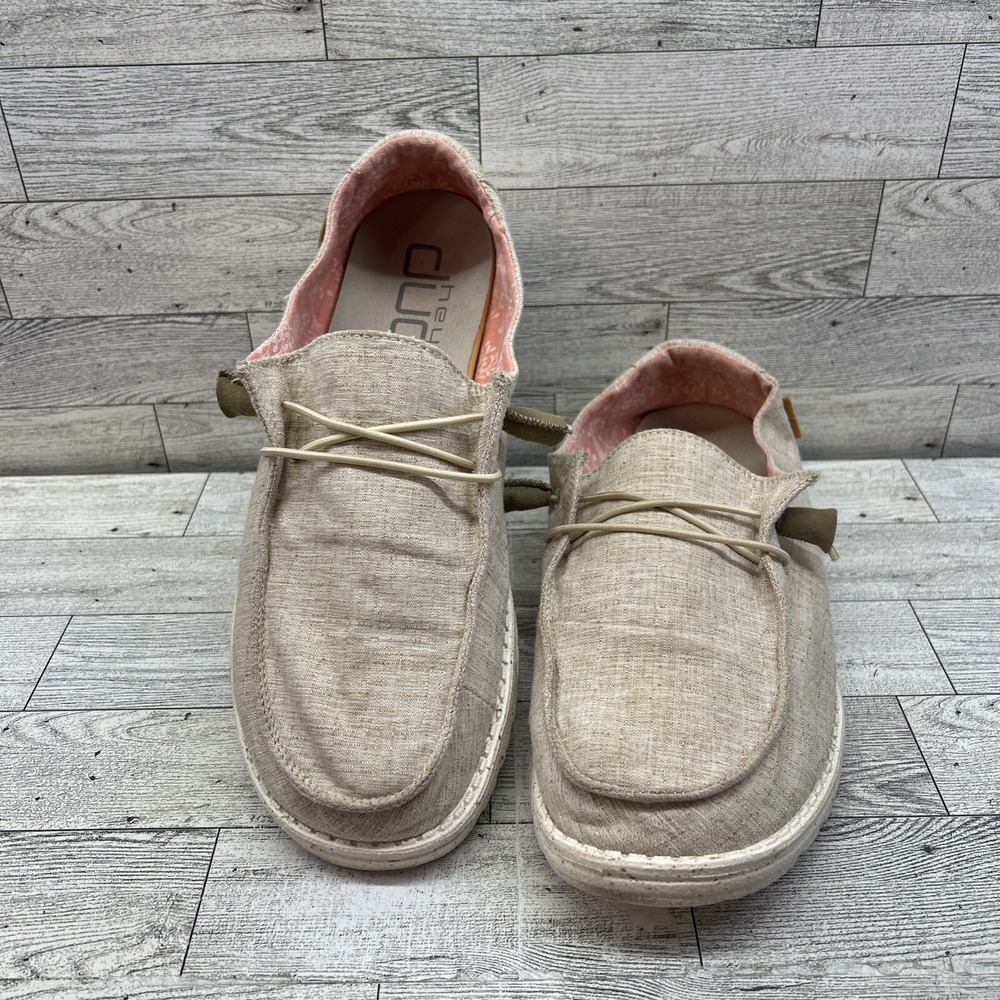 Hey Dude Wendy Chambray White Nut Womens Size 10 Walking Shoes Slip On 121410121